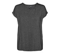 VERO MODA Damen Glänzendes T-Shirt Rundhals Kurzarm Basic Alltagslook T-Shirt Titel optimiert Tee-Shirt Brillant col Rond Manches Courtes Basique Look Quotidien, Couleurs:Noir, Taille:M