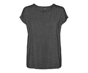 VERO MODA Damen Glänzendes T-Shirt Rundhals Kurzarm Basic Alltagslook T-Shirt Titel optimiert Tee-Shirt Brillant col Rond Manches Courtes Basique Look Quotidien, Couleurs:Noir, Taille:M