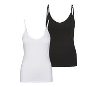 VERO MODA Débardeur pour Femme, Noir/Blanc Brillant, L