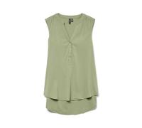VERO MODA Débardeur sans Manches col en v et boutonné, Couleurs:Vert-3, Taille:M