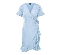 Vero Moda Femme Mini robe Vmhenna 2/4 Wrap Frill Dress Noos, Bleu Clair, M