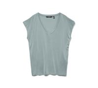 VERO MODA Femme T-Shirt Stretch Uni Top Col V Épaules Profondes VMFEMME, Couleurs:Gris, Taille:M