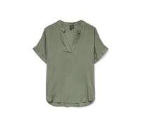 Vero Moda Top Casual à encolure fendue, manches courtes, bracelets d'ourlet reversés – Vert-2 M