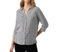 VERO MODA Femme Vmbumpy L/S Shirt New Noos Chemisiers & Tuniques pour, Snow White/Stripes:India Ink, S EU