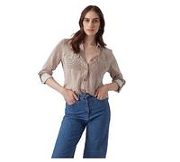 VERO MODA Vmbumpy L/S T-Shirt New WVN Noos Blouse, Marron Lentil/Rayures : Blanc Neige, XL Femme