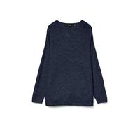 Vero Moda Femme Vmcrewlefile V-Neck Blouse Noos Pull en Tricot, Bleu-Marine, XS EU