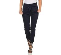 Vero Moda Femme Vmeva Hr Loose Paperbag Cot Noos Pantalon, Bleu (Night Sky Night Sky), 34W / 30L EU