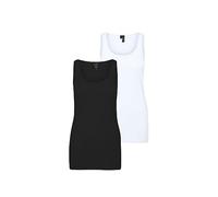 VERO MODA Femme Vmmaxi My Soft Long Débardeur 2 Pack Top, Noir/Blanc Brillant, S EU