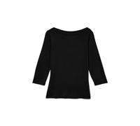 VERO MODA VMPANDA T-Shirt Stretch à Manches 3/4 pour Femme - Col Bateau - Coupe Droite - Manches Longues, Noir, S