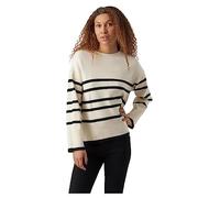Vero Moda Femme Vmsaba Ls O-Neck Stripe Pullover GA Noos Sweater, Birch, M EU