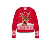 Vero Moda Girl Pull-over 'ROSTYDEER' mélange de couleurs / rouge, Taille 158-164