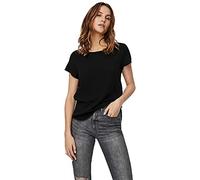 VERO MODA Hauts Femmes col Rond à Manches Courtes Jersey uni Casual Becca, Couleurs:Noir-2, Taille:S