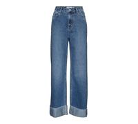 VERO MODA Jean Coupe Large VMKATHY pour Femme, Taille Haute, Coupe Large, Denim Bleu médium, 25W / 30L