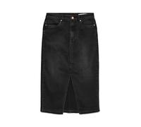 VERO MODA Jupe en Jean Longueur Mollet avec Fente 5 Poches Midi Skirt, Couleurs:Noir, Taille:S