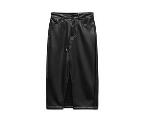 VERO MODA Jupe en Simili-Cuir VMVERI Taille Haute Jupe midi