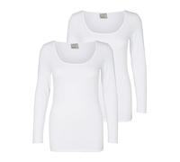 Vero Moda Lot de 2 t-Shirts à Manches Longues pour Femme, Bright White 2., XS