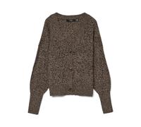 VERO MODA Ls V-Neck Cuff Vmlea Noos Cardigan à col en V et Poignets, Gâteau au Chocolat, M Femme