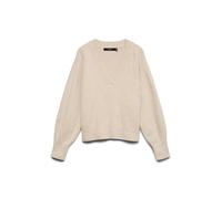 VERO MODA Neck Pullover Vmboom Ls Pull à col en V Noos, Gris Clair, XL Femme