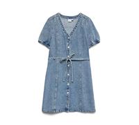 VERO MODA Neck Short Dress Vmjanet SS Noos Robe Courte en Denim à col en V, Bleu Jeans Clair, S Femmes