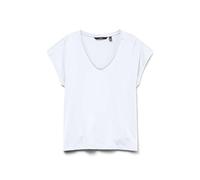 VERO MODA Neck Tee Vmluna SS T-Shirt à col en V JRS Noos, Blanc éclatant, M Femmes