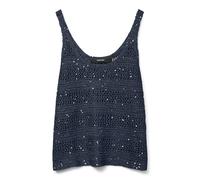 VERO MODA Neck Top Vmleilani Stribe SL Haut à col en U, Blazer Bleu Marine, M Femmes