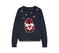 VERO MODA O-Neck Pullover Xmas Box Vmcute Ls Pull à col Rond Motif boîte de Noël, Blazer Bleu Marine, L Femme