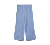 Vero Moda Pantalon Culotte pour Femme avec Taille élastique et Jambes Larges, Denim Bleu médium, L
