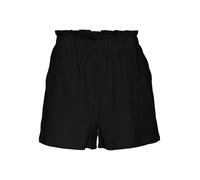 VERO MODA Short Femme Taille élastique Texture crêpe Paperbag, Couleurs:Noir, Taille:XL