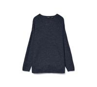 VERO MODA Pull en Tricot à col en V Manches Longues, Chandail tricoté, Jersey VMCREWLEFILE, Couleurs:Bleu-Marine, Taille:L