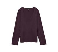 VERO MODA Pull en Tricot Loose fit col en V Manches Longues Poignets côtelés pour Femme, Couleurs:vin-Rouge, Taille:M