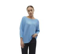 VERO MODA Pull en Tricot pour Femme, Bleu Bonnie/Détails : W. Melange, M