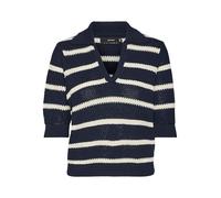 Vero Moda Pull en Tricot pour Femme, Navy Blazer/Detail:w. Birch, XS