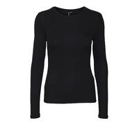 VERO MODA Pull Fin à Manches Longues col Rond en Jersey côtelé ajusté pour Femme VMROMA., Couleurs:Noir, Taille:L