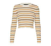 VERO MODA Pull-over 'ANITA' cognac / moka / jaune pastel, Taille XL