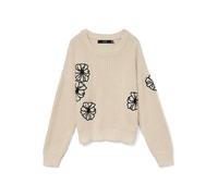 VERO MODA Pull-over 'LAURA' beige / noir, Taille XL