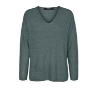 VERO MODA Vmcrewlefile Ls V-Neck Blouse Noos Sweater, Balsam Green/Detail:Melange, S Femme