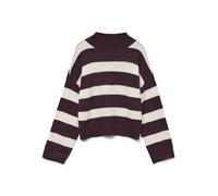 VERO MODA Pull-over 'VMINnez' pourpre / blanc, Taille L