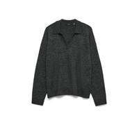 VERO MODA Vmlefile Ls Poloneck Pullover Noos Pull, Mélange de Gris Moyen, XS Femme