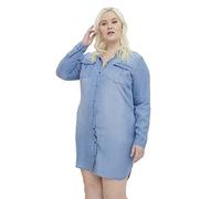 VERO MODA CURVE Vmsila Ls Robe Courte Mix GA Curve Noos, Bleu Jeans Clair, 46 Femme