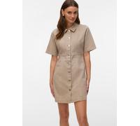 VERO MODA Robe Vero Moda en Denim à manches courtes et col en V Marron EU 36 (UK 8)