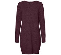 Vero Moda VMDOFFY Mini Robe en Tricot chiné, à Manches Longues, col Rond, Coupe Droite, Courte, Basique, Longueur Cuisse, Winetasting/détail : w. Noir mélangé, XL
