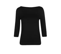 VERO MODA Top à Manches 3/4 col Bateau Extensible pour Femmes de en Coupe régulière, Couleurs:Noir, Taille:L