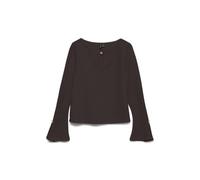 Vero Moda Short Vmblis Ls Boat Neck Top JRS GA Haut Court, Gâteau au Chocolat, L Femmes