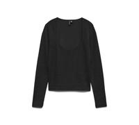 VERO MODA Square Neck Top Vmkanva Ls JRS GA Haut à col carré, Noir, XL Femmes