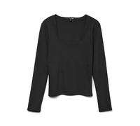 VERO MODA Square Neck Top Vmmillion Ls Haut à col carré JRS Noos, Noir, S Femmes