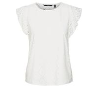 VERO MODA Chemise Blouse avec Motif Trou et Manches Courtes Volantées, Couleurs:Blanc, Taille:M