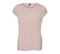 Vero Moda T-Shirt à Rayures pour Femme Vmava Uni, Rose nostalgique/Rayures : Impeccable, S