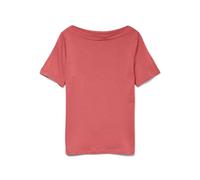 VERO MODA T-Shirt Basique uni à Manches Courtes col Bateau, Damen Top Extensible, Couleurs:Corail-Rose, Taille:M