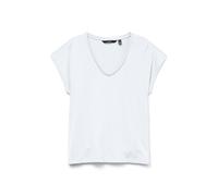 VERO MODA Neck Tee Vmluna SS T-Shirt à col en V JRS Noos, Blanc éclatant, S Femmes