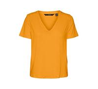VERO MODA T-Shirt VMMARIJUNE SS à col en V pour Femme Jaune Radiant Taille S, Moutarde, S